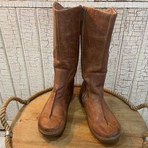 Brown Leather Knee-High Boots Moccasins Brown 9.5 Andina Duluth Trading Co,